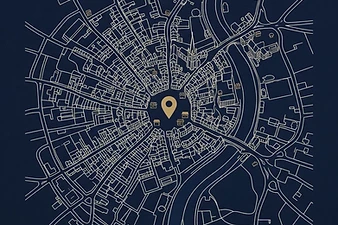 Abstract town map with a single gold location pin