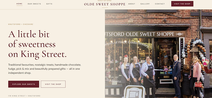 Knutsford Olde Sweet Shoppe website homepage