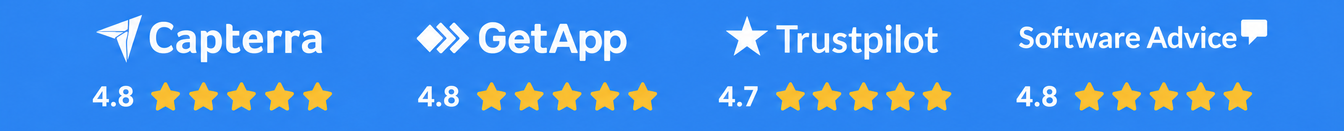 Capterra, GetApp, Trustpilot, Software Advice ratings