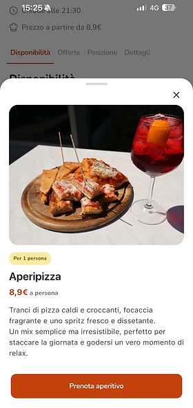 Interfaccia dell'app Aperitiv