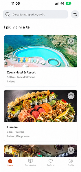 Interfaccia dell'app Aperitiv