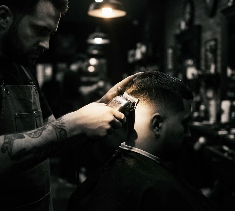 Barber performing a precision fade