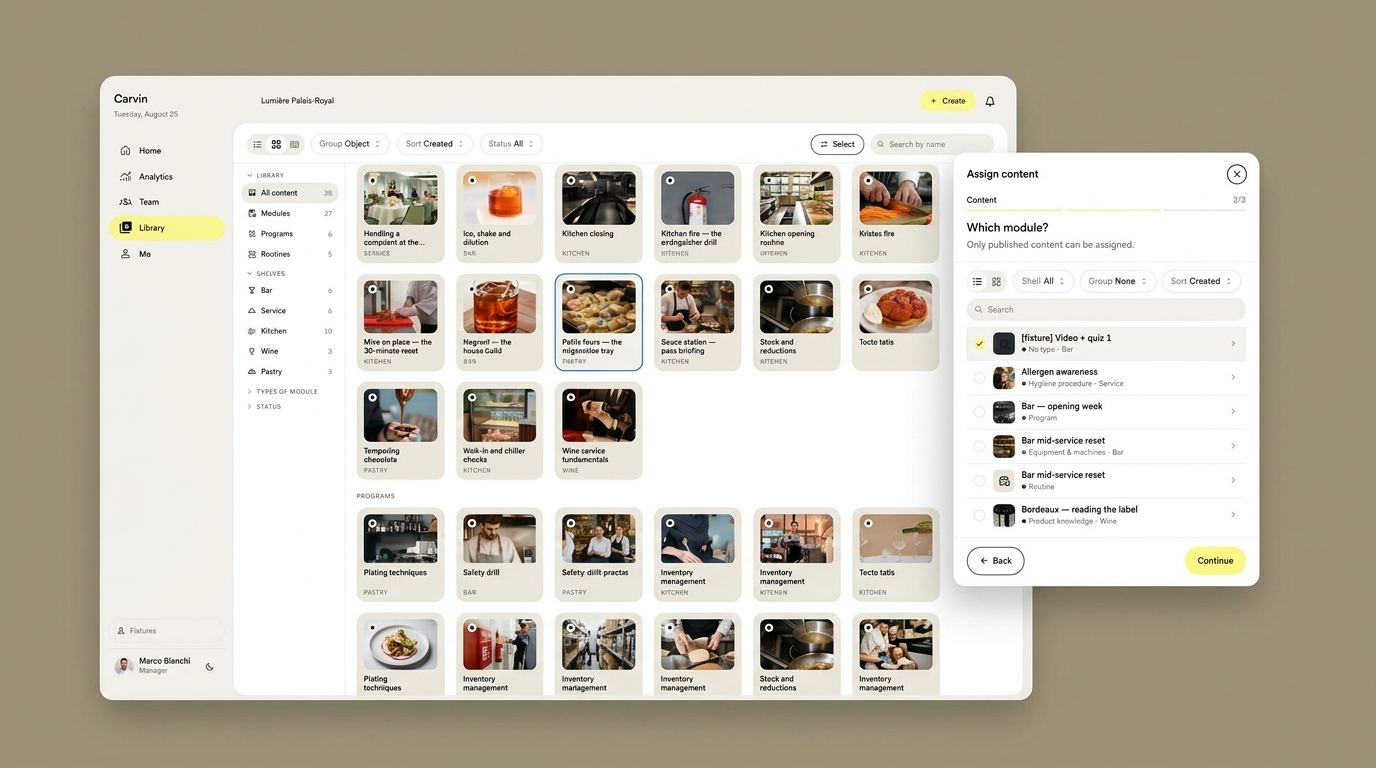 Building a learning path from recipes and procedures in Carvin