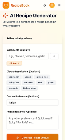 AI recipe generator