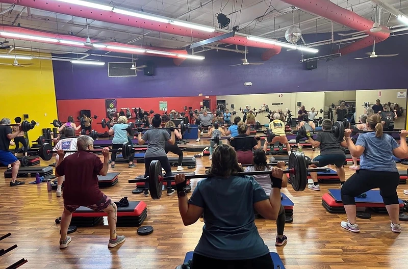 Group fitness class in session