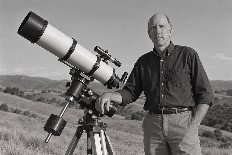 Robert Martin Ayers with his telescope