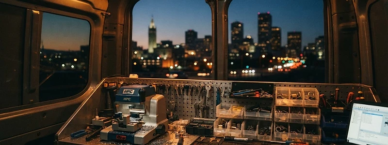 Locksmith mobile unit covering Auckland neighborhoods at dusk