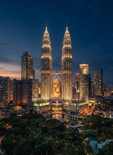 Architectural landmark representing study in Malaysia