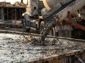 Liquid concrete being poured
