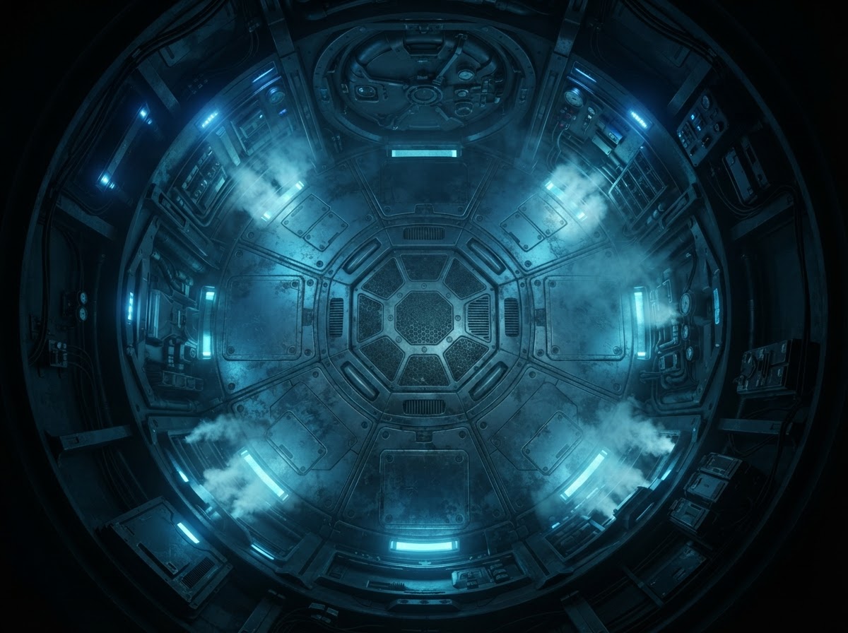 Top-down view of a station airlock