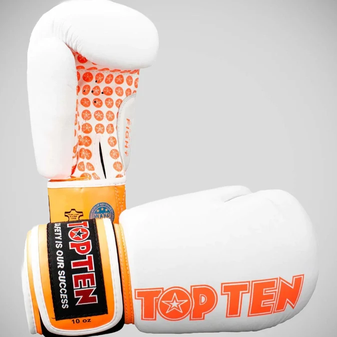Luvas Top Ten Fight Branco Laranja