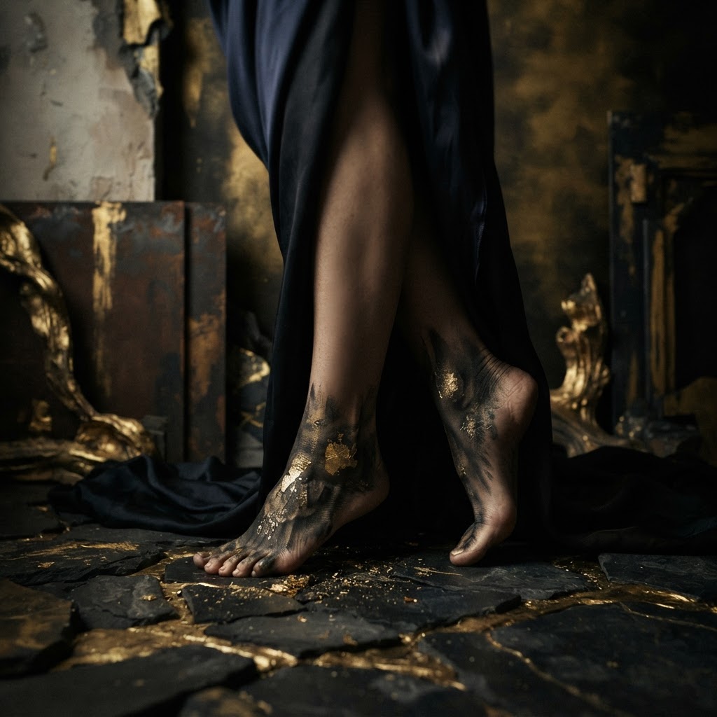 Photographie conceptuelle et artistique de pieds, composition créative