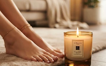 Article photos pieds pieds artistiques : L'élégance des cires parfumées : l'art du soin après-bain | Pieds d'Or