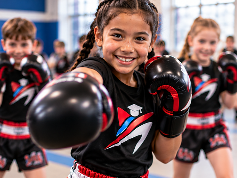Young pupil with black gloves smiling during a BSMA club session