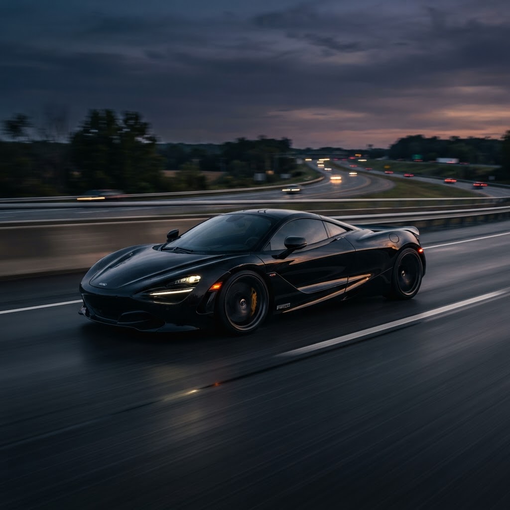 Sports car in motion