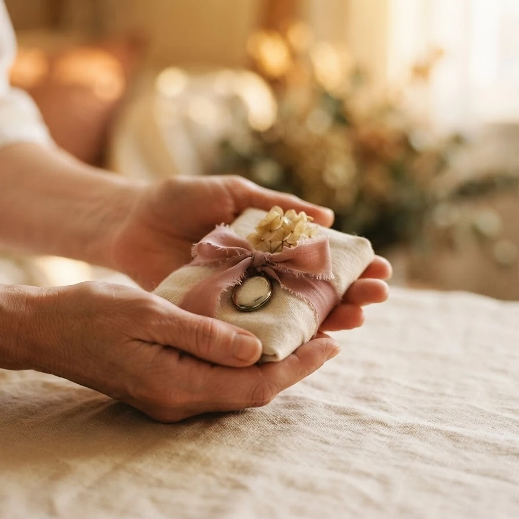 Gentle hands holding a small keepsake