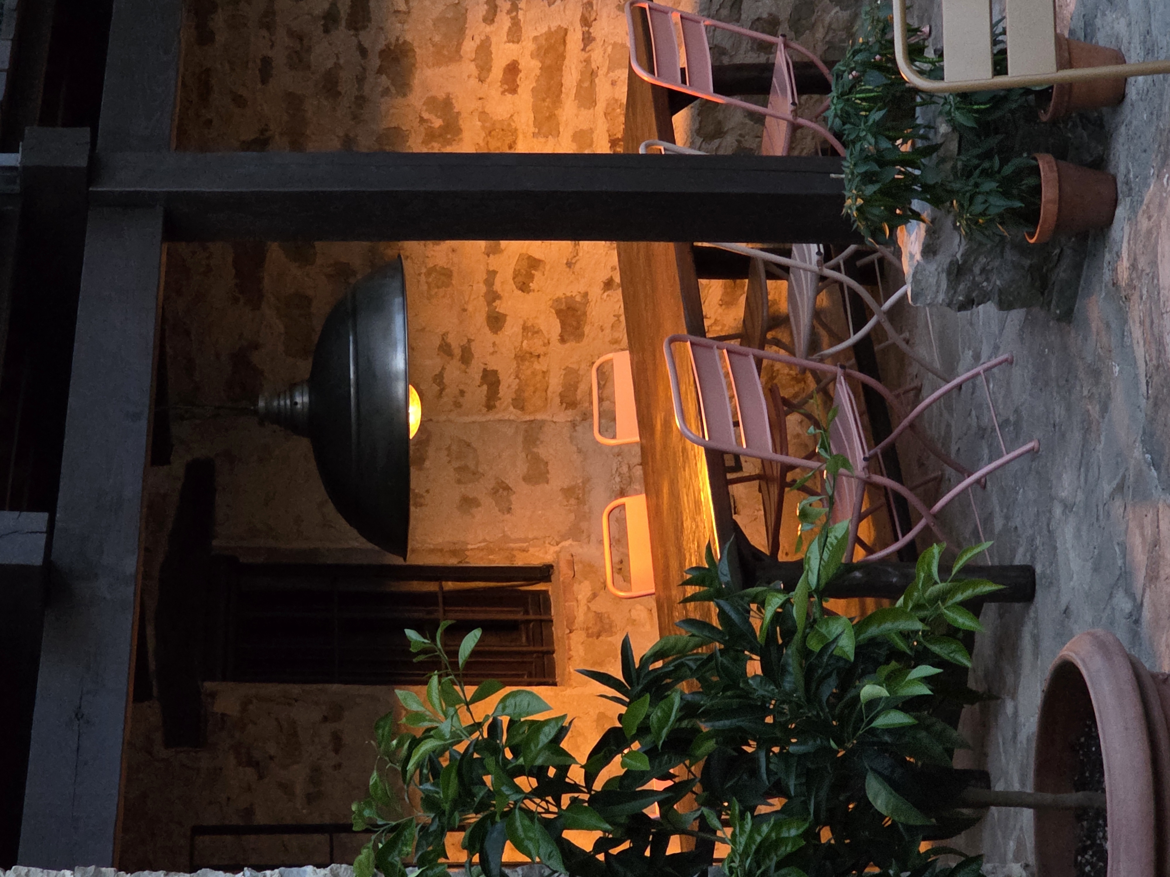 Cozy dining nook at dusk