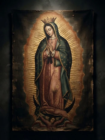 The sacred image of Our Lady of Guadalupe on the tilma