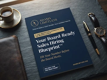 Board-Ready Sales Hiring Blueprint on an executive construction desk