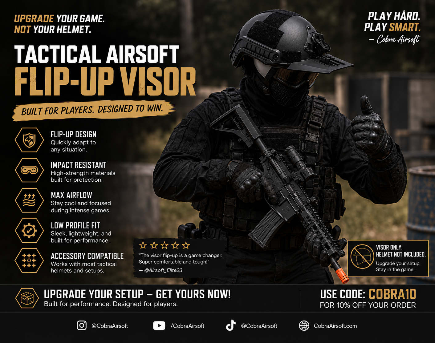 SofVizor tactical airsoft flip-up visor in the field