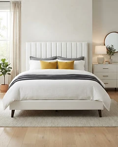 BHE5876 Platform Bed — White Vinyl