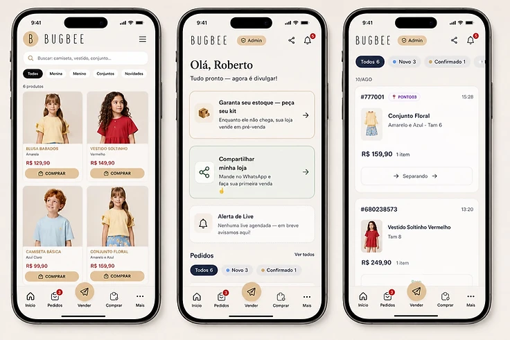 A loja, o painel do empreendedor e os pedidos — tudo no mesmo app