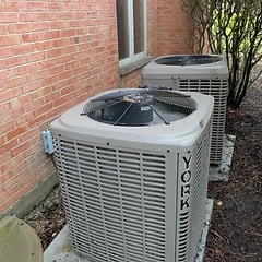 Two York air conditioner condensers installed at a customer home