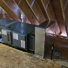 Attic furnace and air handler installation with flexible ductwork