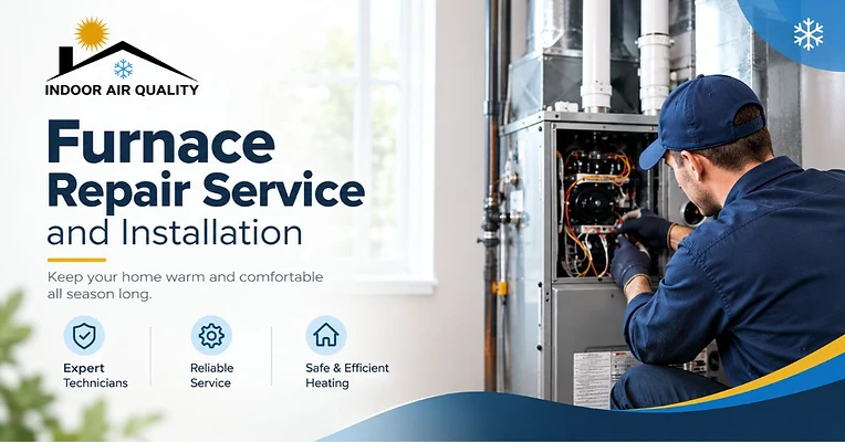 HVAC technician repairing the internal components of a residential furnace — expert furnace repair and installation service in Chicago, IL