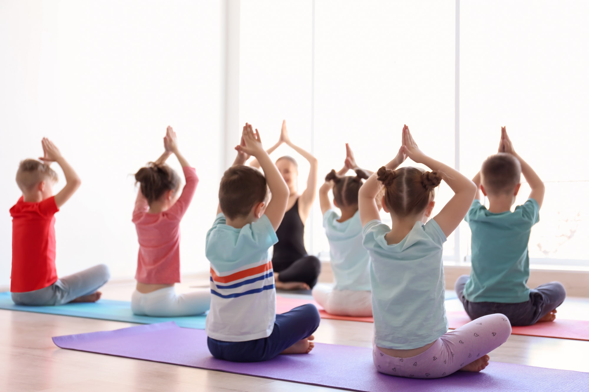 Children in a yoga class