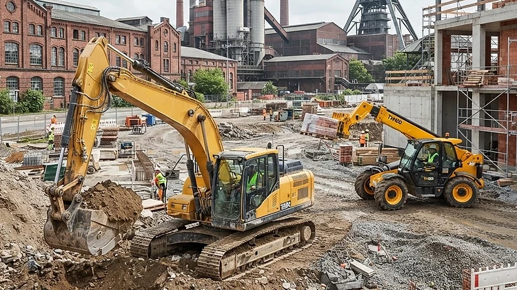 Baumaschinen mieten Dortmund: Bagger, Stapler & Bühnen