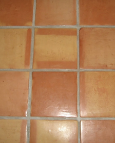 Traditional Square Saltillo tile in a straight-grid installation