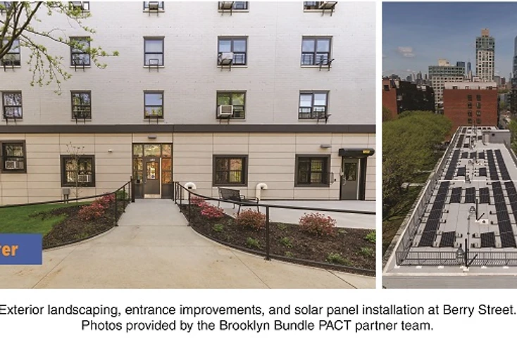 Exterior landscaping, entrance improvements and rooftop solar at Berry Street, Williamsburg
