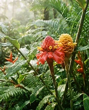 Alpinia (torch ginger) flower in the botanical garden