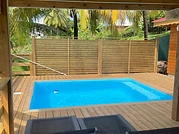 Sun loungers in the shade of the porch