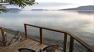 Reflection deck overlooking the water