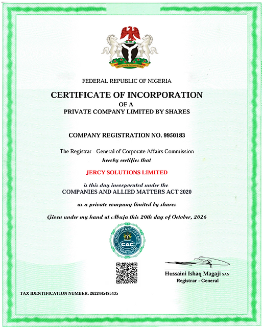 Certificate of Incorporation — RC 9950183