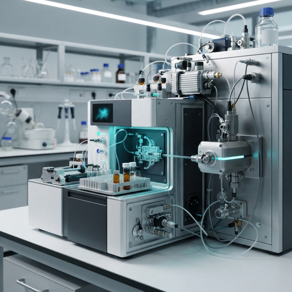 Capillary electrophoresis mass spectrometry instrument in an analytical lab