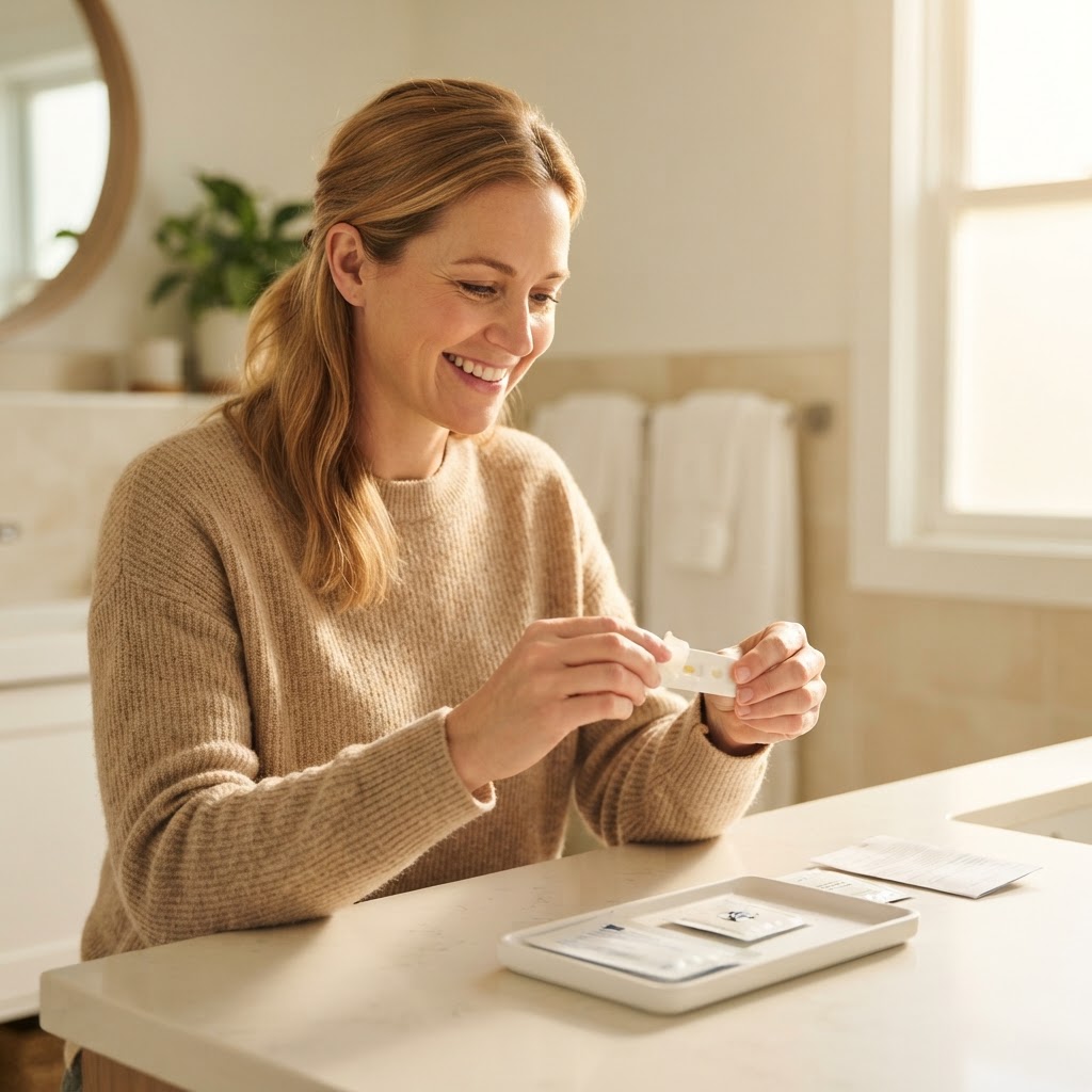 A patient collecting a simple dried urine spot sample at home