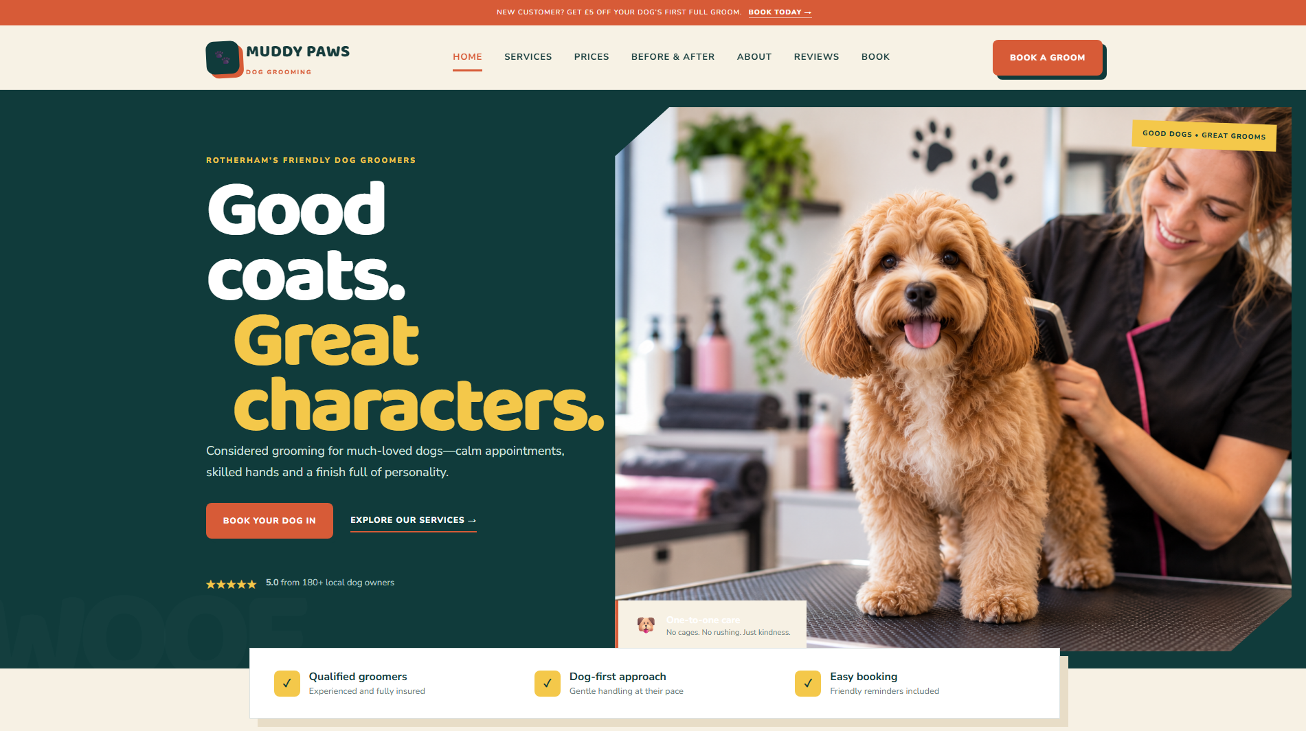 Muddy Paws Dog Grooming website screenshot