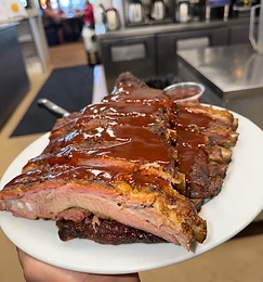 Glazed rib rack, fresh off the pit