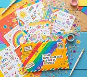 A bright kids envelope full of stickers