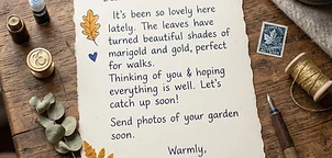 A fun handwritten letter with doodles and wax seal