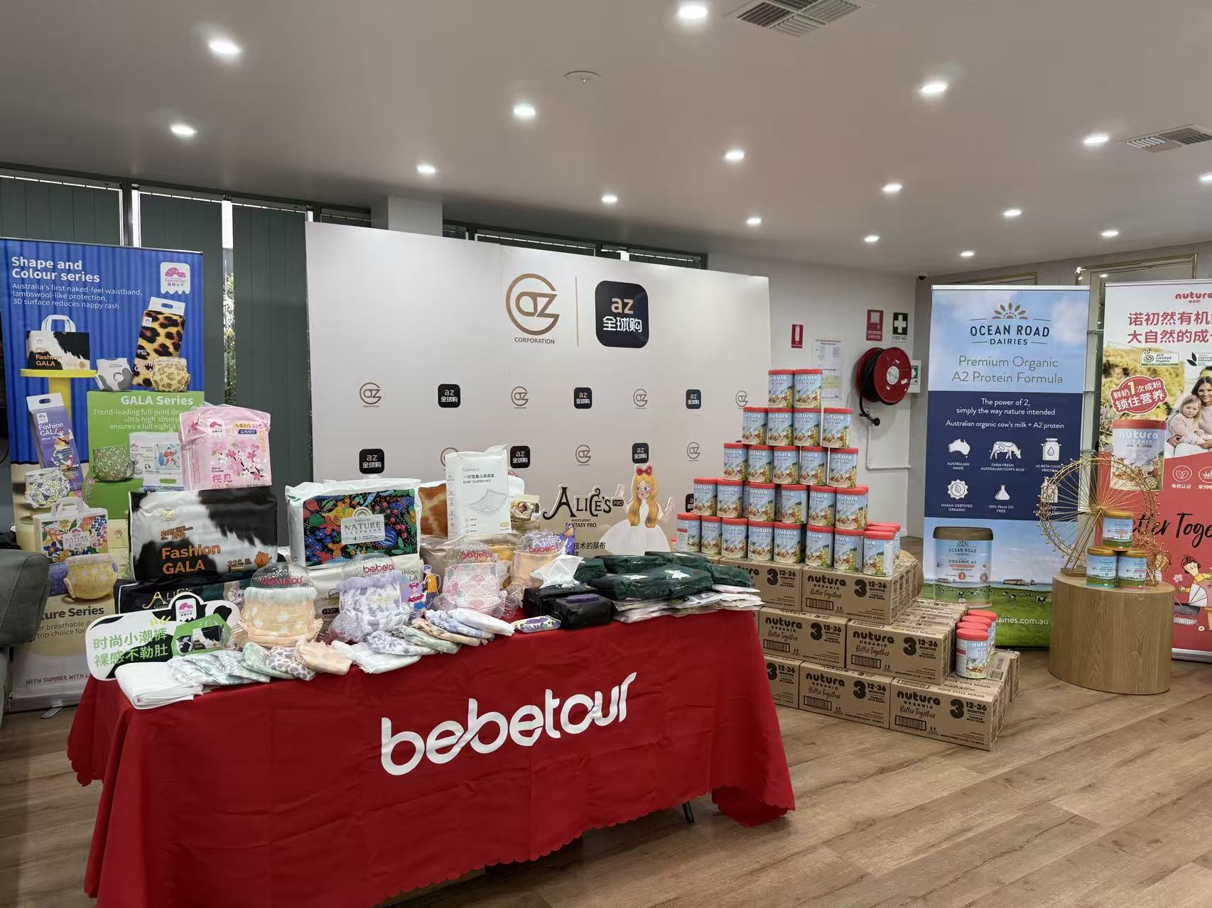 Bebetour and Nutura product display at a live activation