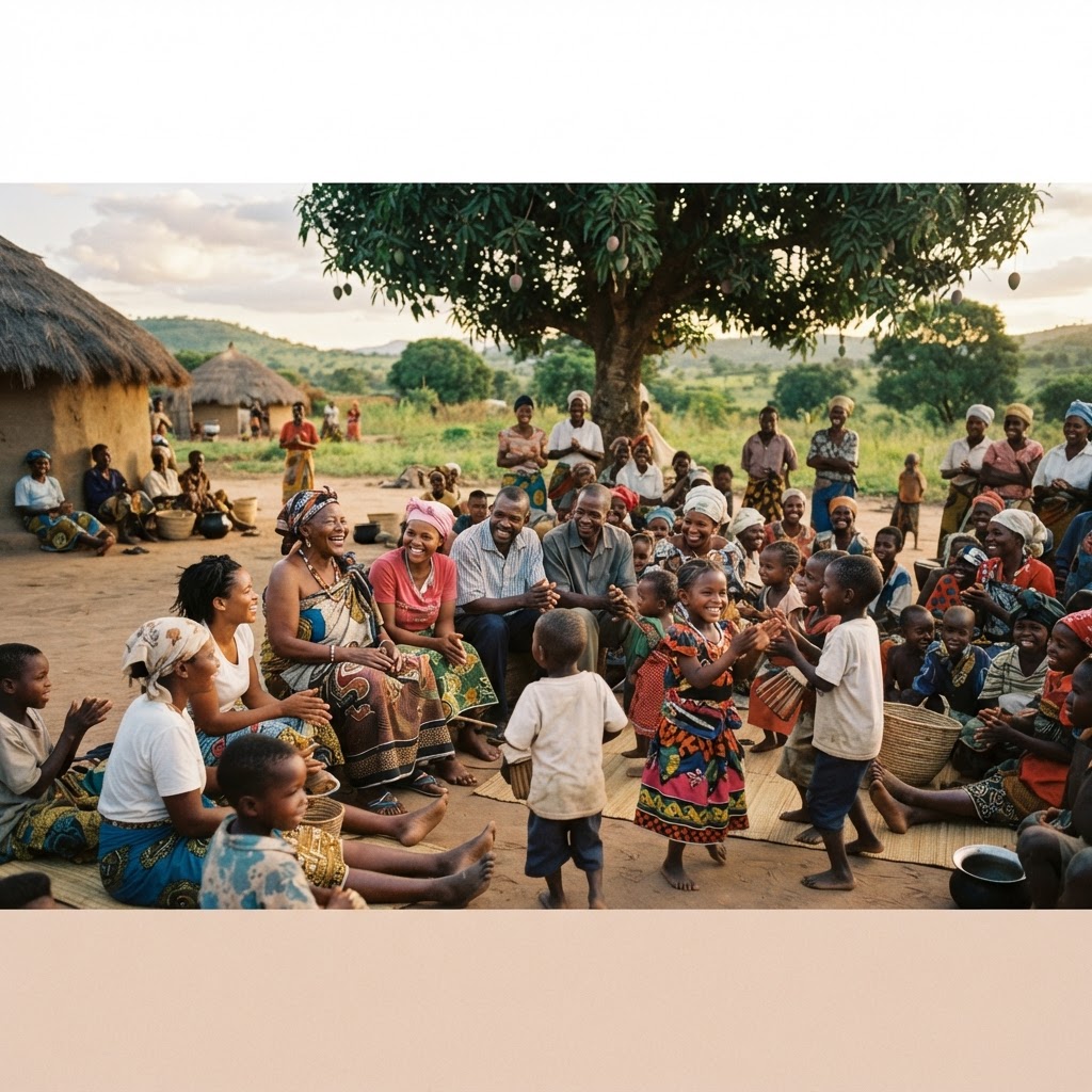 Illustration: Mozambican community gathering