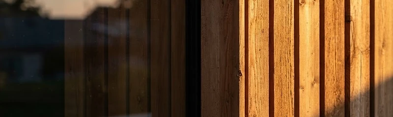Architectural texture — glass meeting cedar wood