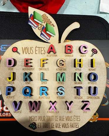 ABC Apple Teacher Board — custom laser engraving by GoBright