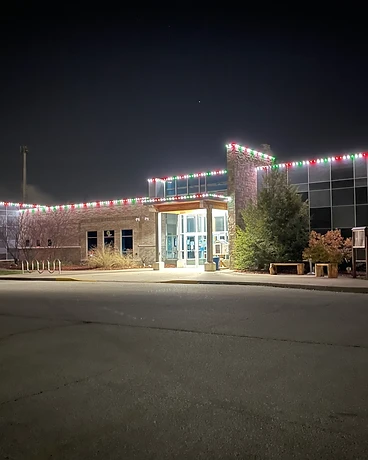 Community Centre — Red, Green & White Roofline — GoBright permanent lighting installation