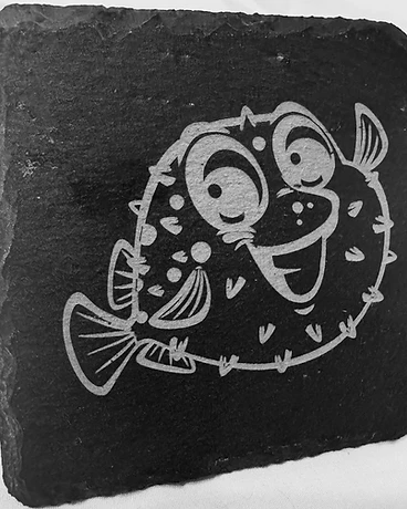 Engraved Slate Coaster — GoBright permanent lighting installation
