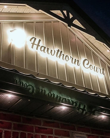 Hawthorn Court — Gable Mount — custom address sign by GoBright